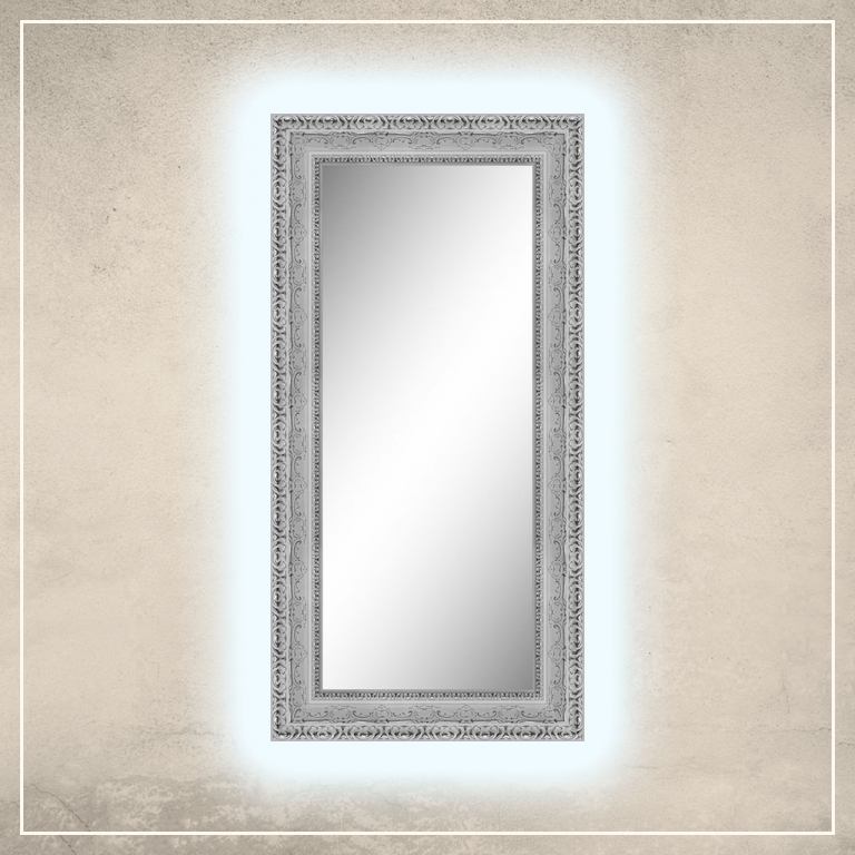 LED taustavalgusega peegel Julius valge raamiga
