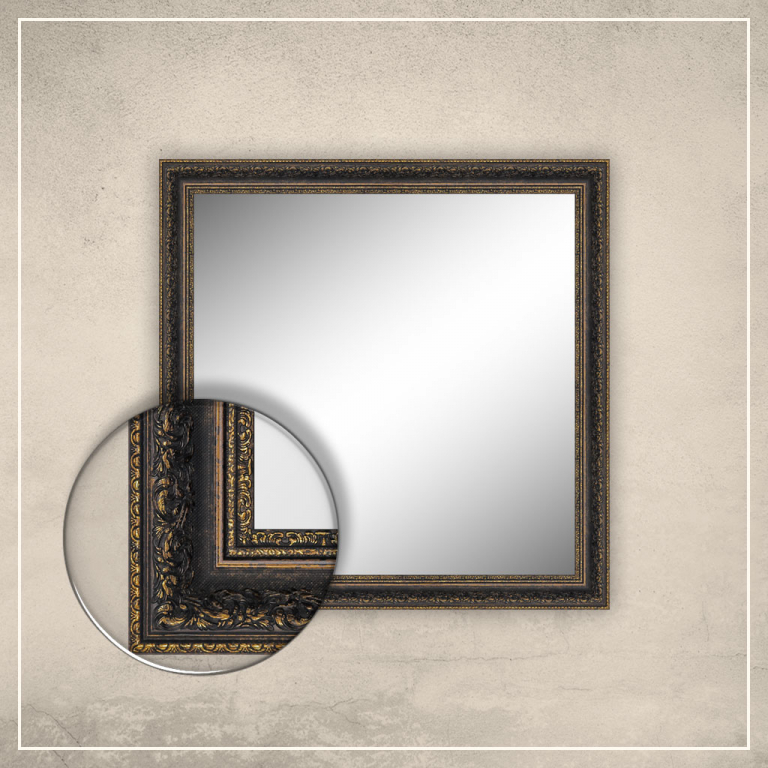 Peegel Amara musta/kuldse raamiga