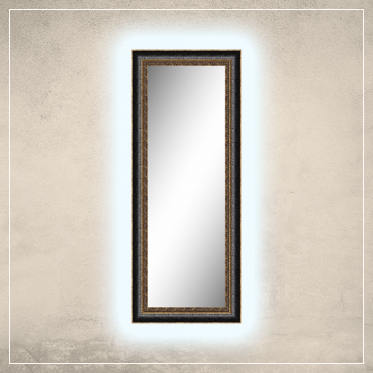 LED taustavalgusega peegel Cleo kuldse/musta raamiga