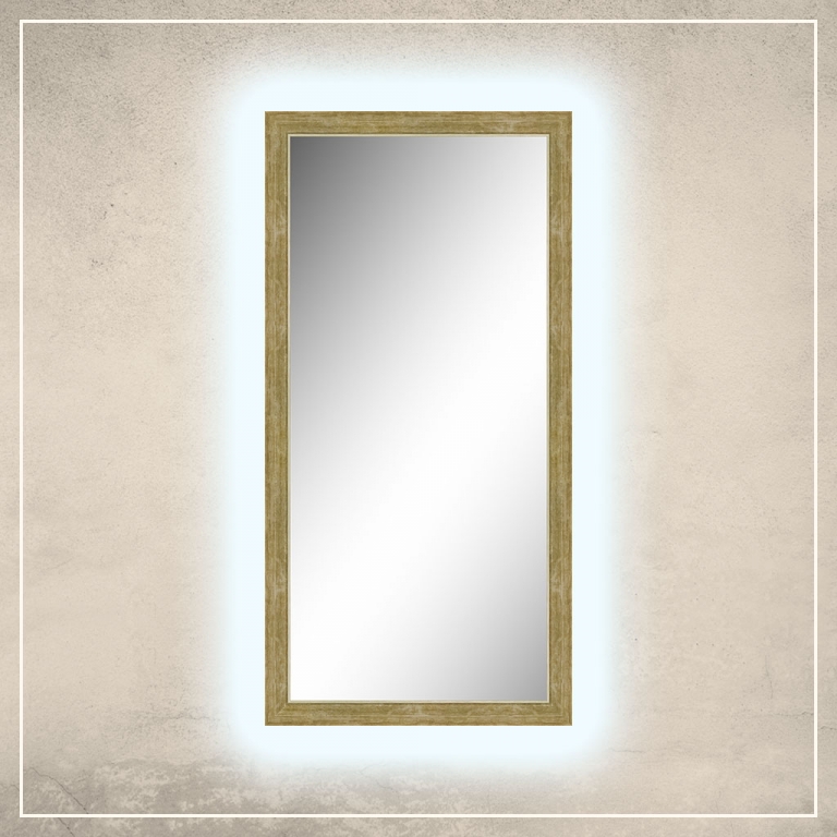 LED taustavalgusega peegel Liam kuldse raamiga
