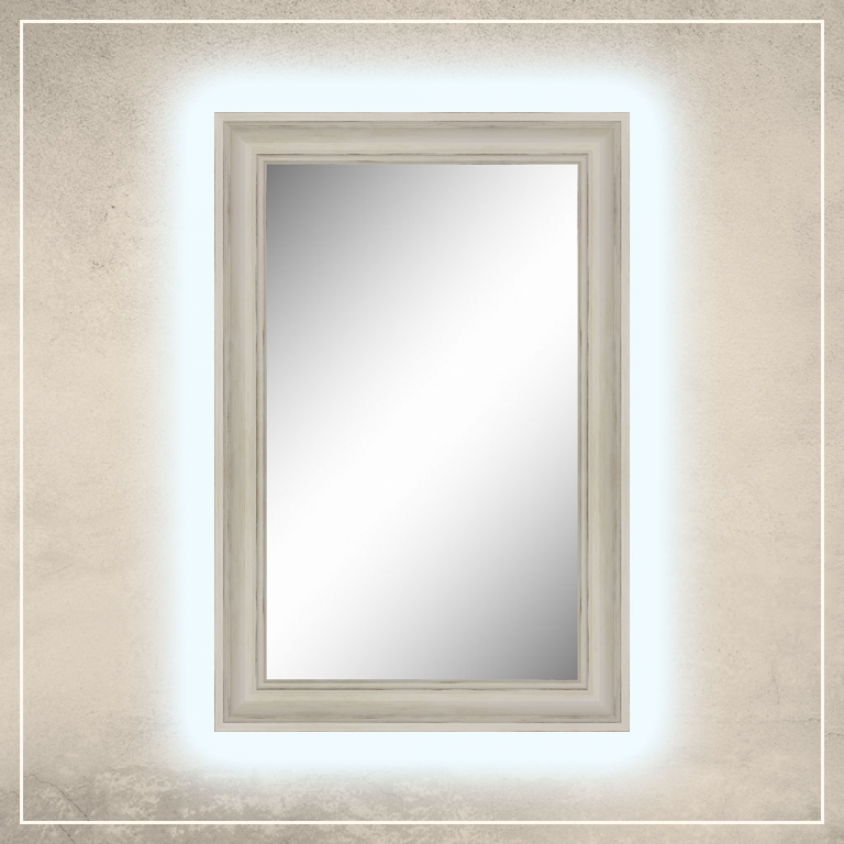 LED taustavalgusega peegel Lilia valge raamiga