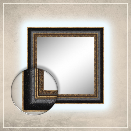 LED taustavalgusega peegel Cleo kuldse/musta raamiga