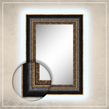 LED taustavalgusega peegel Cleo kuldse/musta raamiga