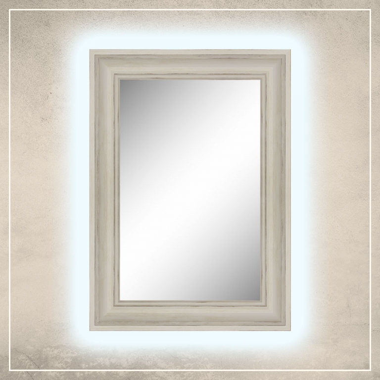 LED taustavalgusega peegel Lilia valge raamiga