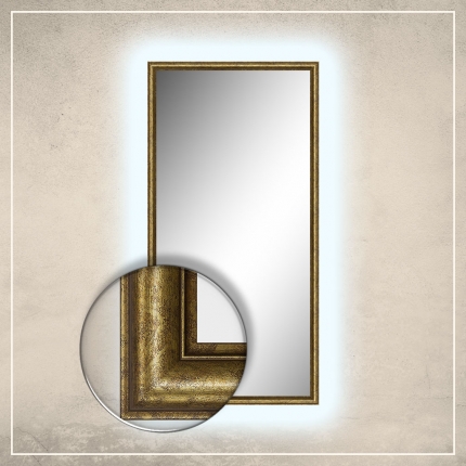 LED taustavalgusega peegel Susan kuldse raamiga