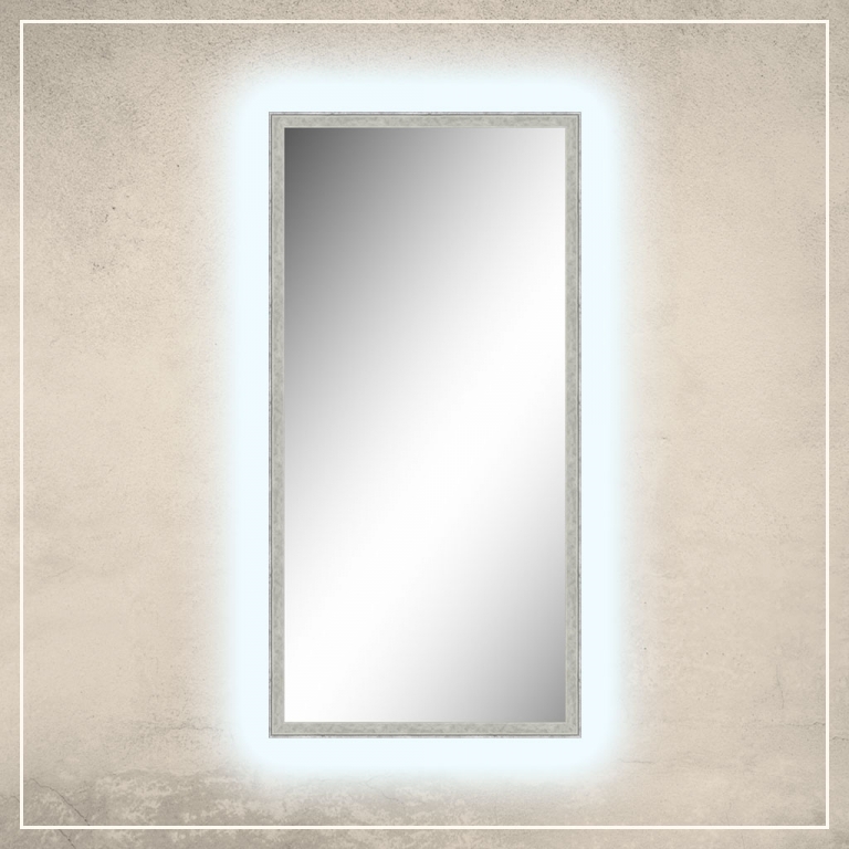 LED taustavalgusega peegel Fredi valge/halli raamiga
