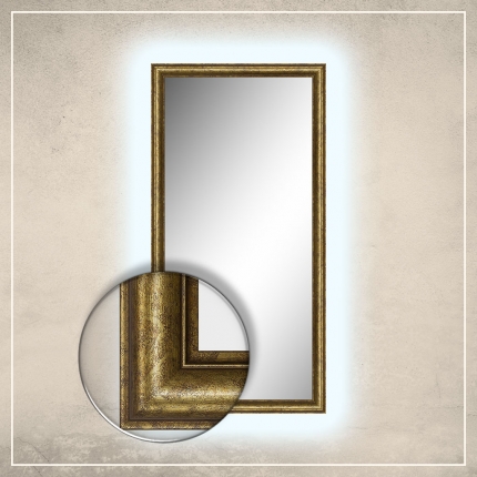 LED taustavalgusega peegel Susan kuldse raamiga