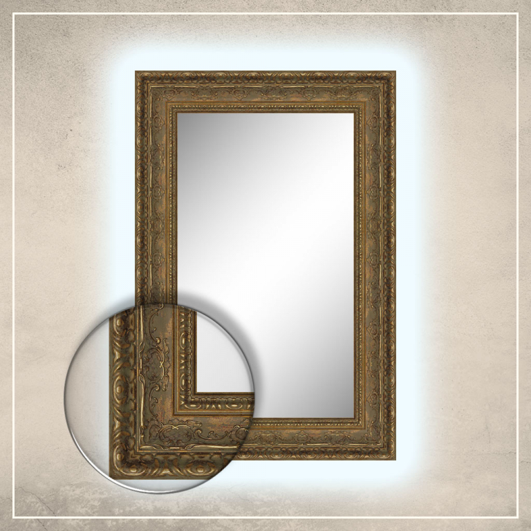 LED taustavalgusega peegel Julius kuldse raamiga