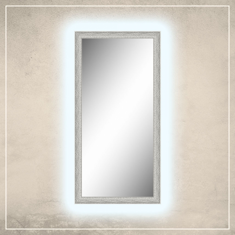 LED taustavalgusega peegel Jenny valge raamiga