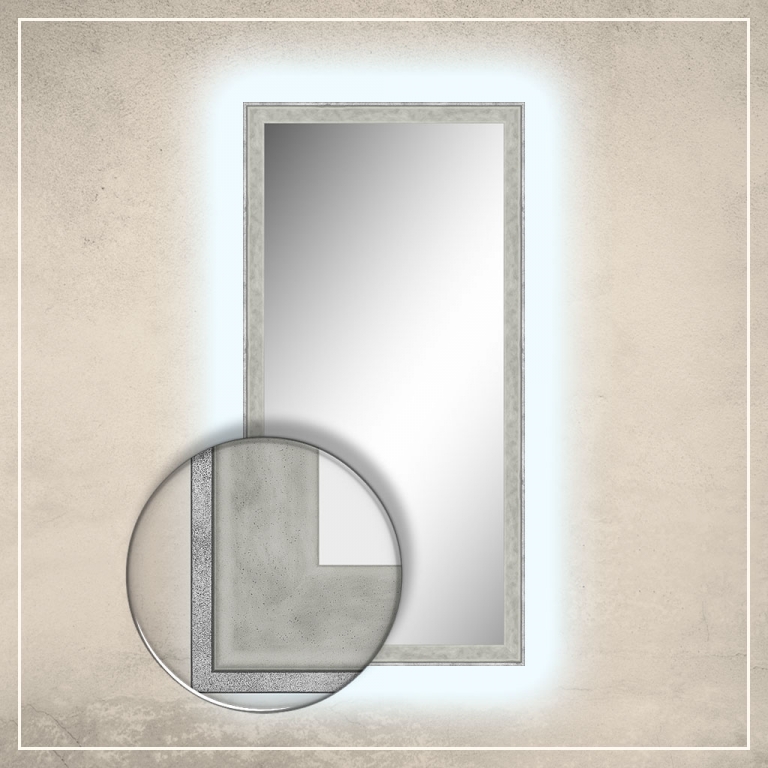LED taustavalgusega peegel Fredi valge/halli raamiga