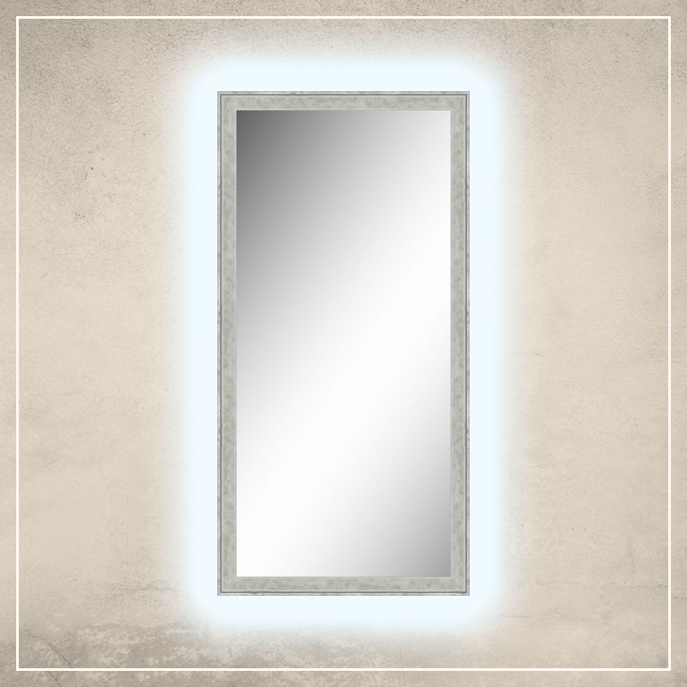 LED taustavalgusega peegel Fredi valge/halli raamiga