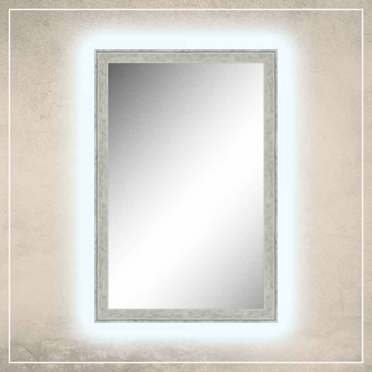 LED taustavalgusega peegel Fredi valge/halli raamiga