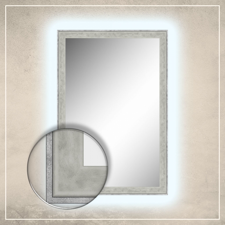 LED taustavalgusega peegel Fredi valge/halli raamiga
