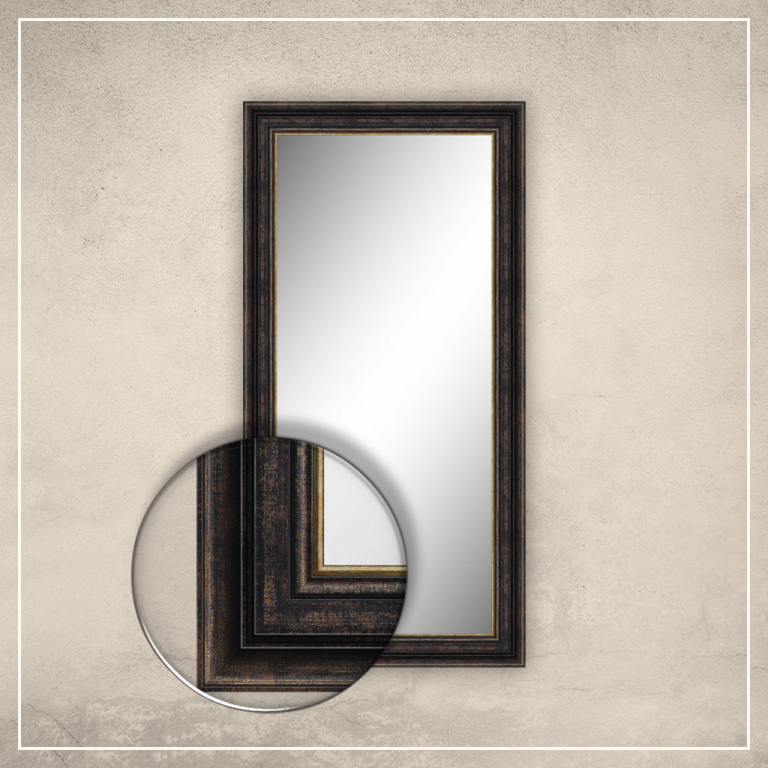 Peegel Hanna musta/kuldse raamiga