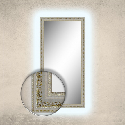 LED taustavalgusega peegel Amara valge/kuldse raamiga