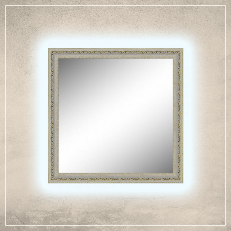 LED taustavalgusega peegel Amara valge/kuldse raamiga